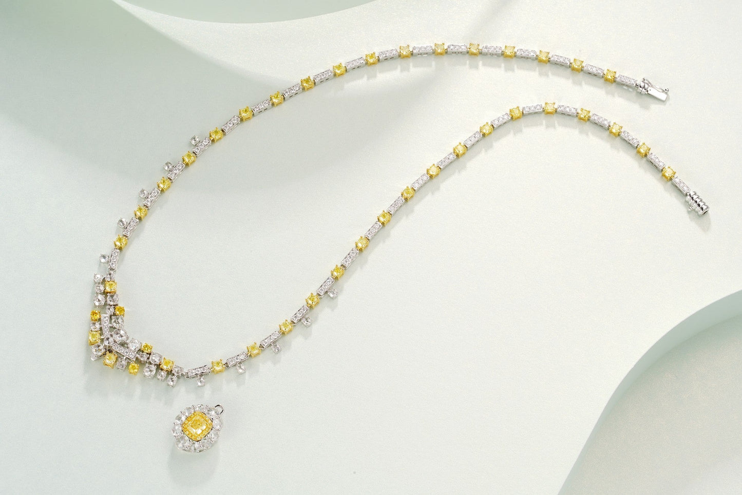 Luxurious Yellow Diamond Pillow Cushion Rose Cut Pendant Set (2-in-1 Style) Jewelry - Yellow Diamond Chain