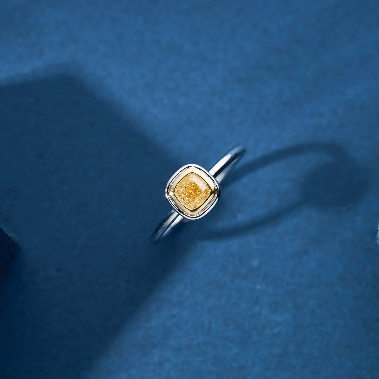 Luxurious Yellow Diamond Pillow-Shaped Bi-Color Ring - Fine Jewelry - Yellow Diamond Ring