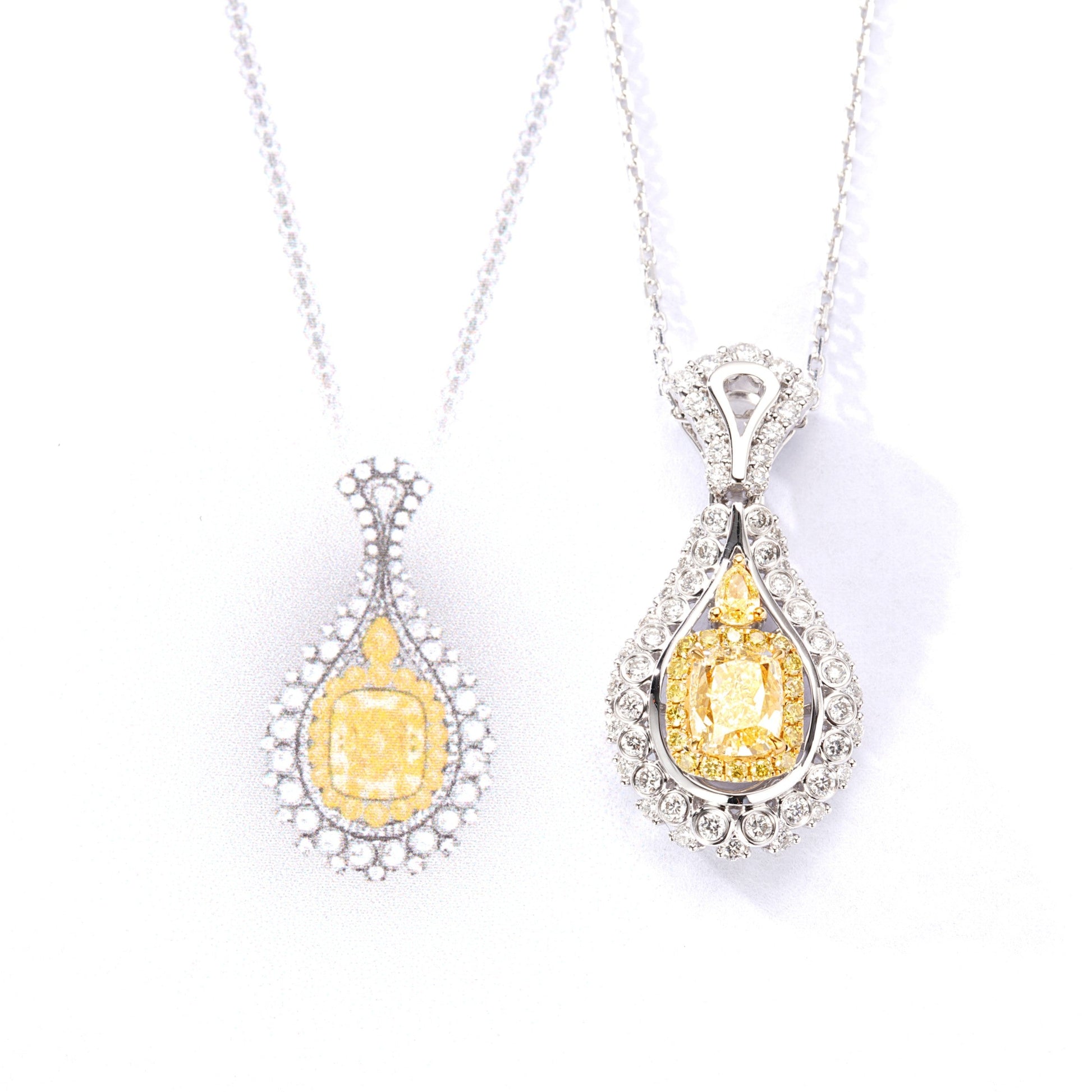 Luxurious Yellow Diamond Pipa Pendant Jewelry - Yellow Diamond Pendant