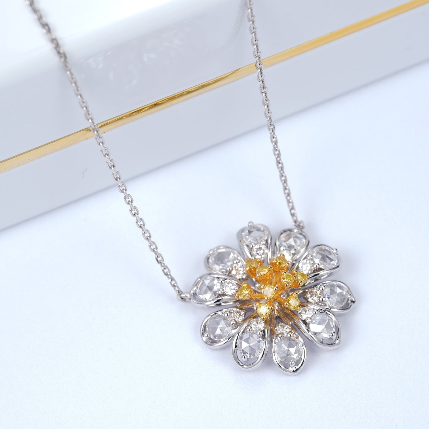 Luxurious Yellow Diamond Rose Petal Pendant Jewelry - Yellow Diamond Pendant