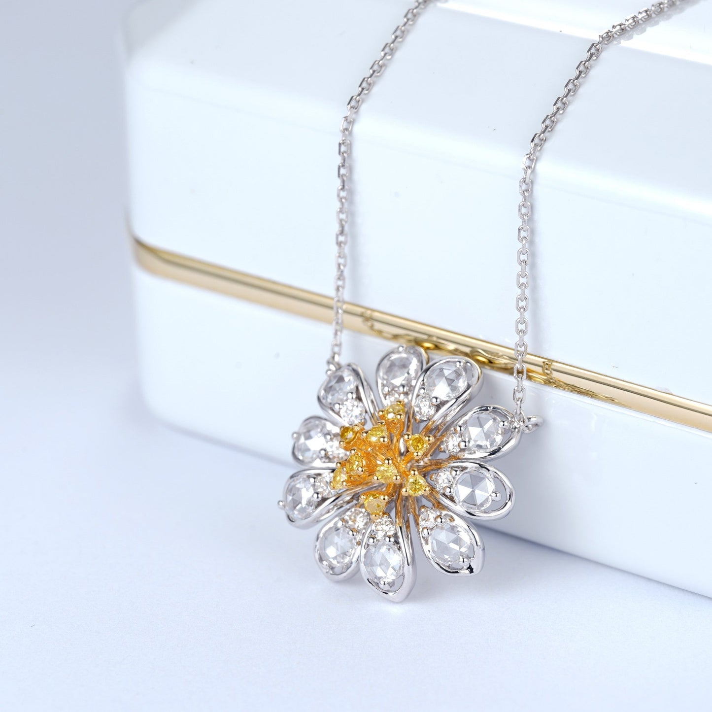 Luxurious Yellow Diamond Rose Petal Pendant Jewelry - Yellow Diamond Pendant