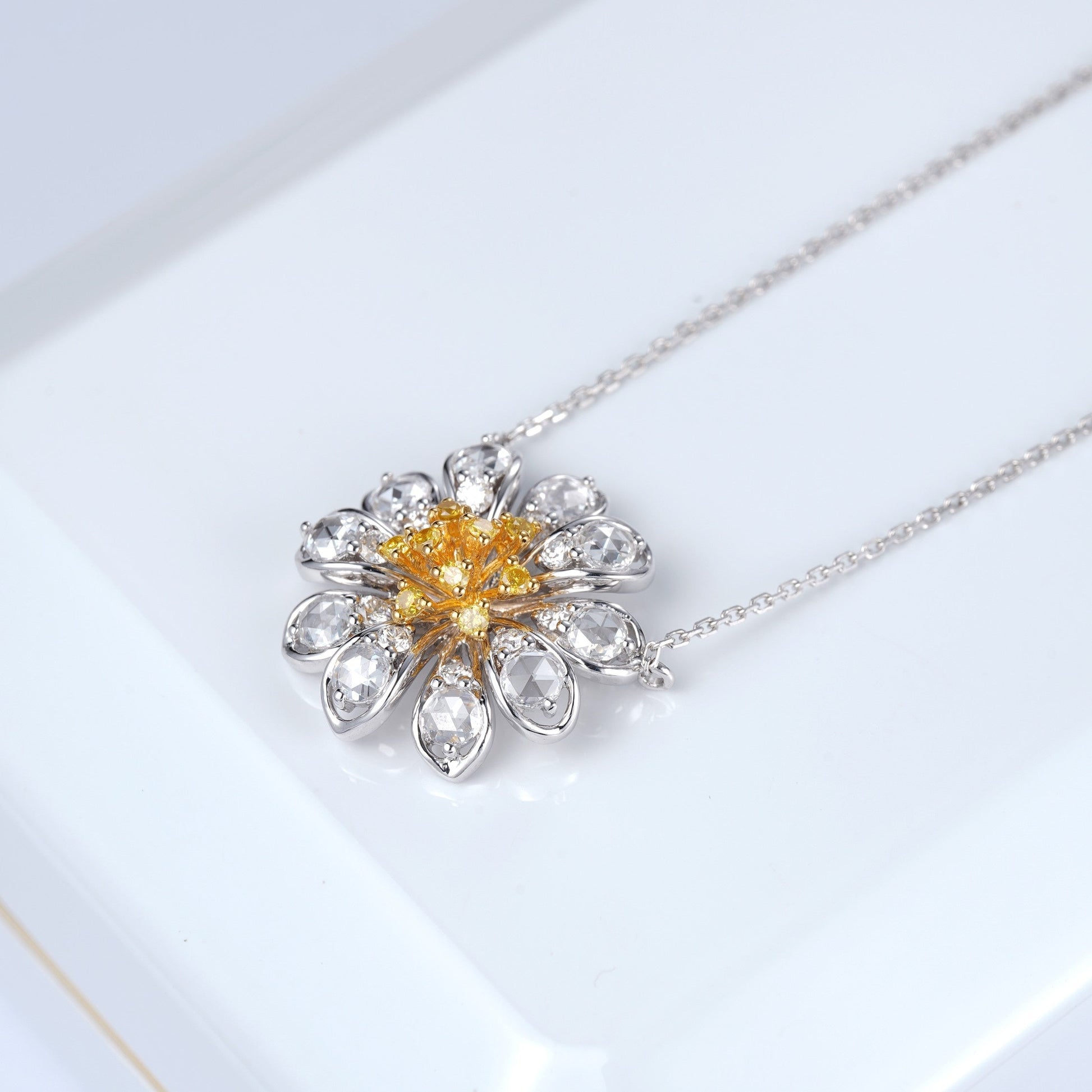 Luxurious Yellow Diamond Rose Petal Pendant Jewelry - Yellow Diamond Pendant