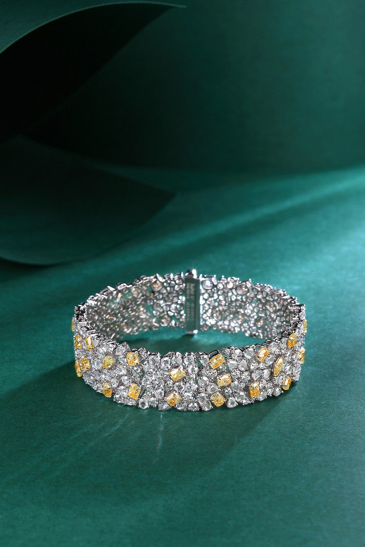 Luxurious Yellow Diamond Round and Drop Shape Bracelet - Premium Jewelry - Yellow Diamond Bracelet