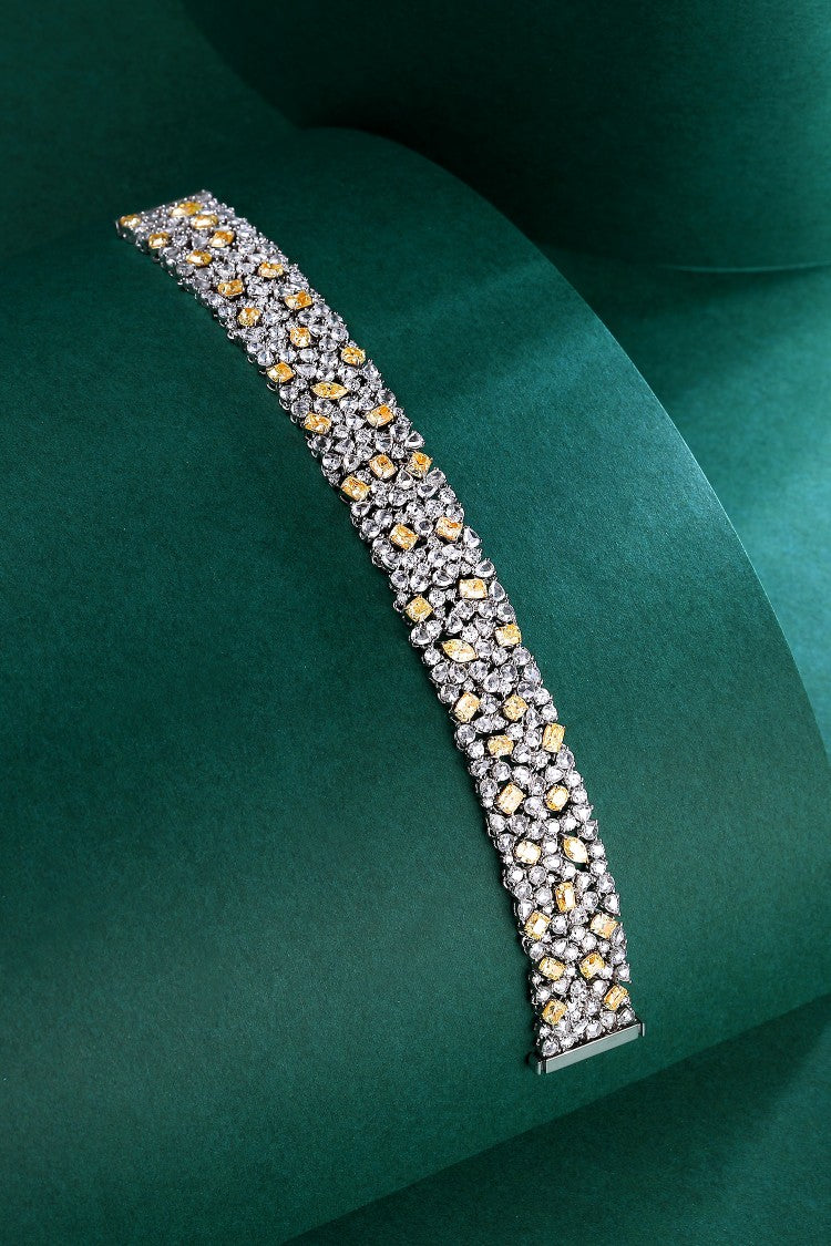 Luxurious Yellow Diamond Round and Drop Shape Bracelet - Premium Jewelry - Yellow Diamond Bracelet