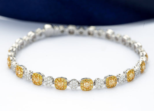 Luxurious Yellow Diamond Six-Prong Set Bracelet - Fine Jewelry - Yellow Diamond Bracelet