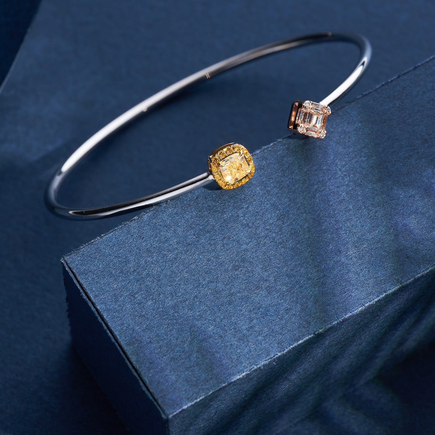 Luxurious Yellow Diamond Square Bracelet - Premium Jewelry - Yellow Diamond Bracelet