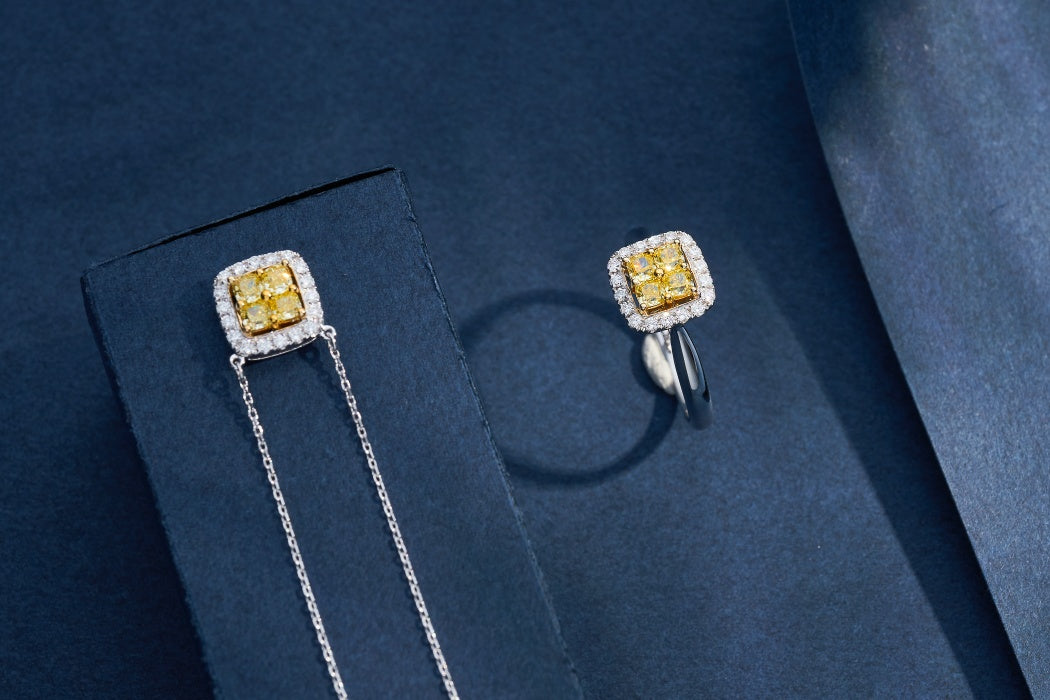 Luxurious Yellow Diamond Square Pendant Jewelry - Yellow Diamond Pendant