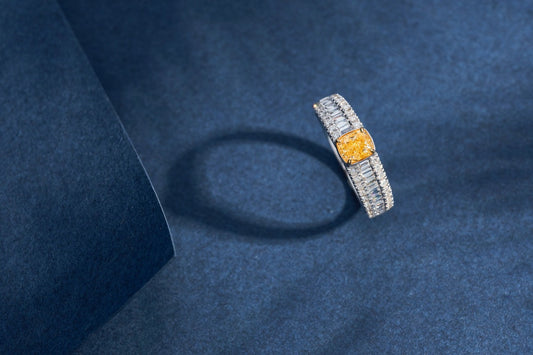 Luxurious Yellow Diamond Step Cut Ring - Premium Jewelry - Yellow Diamond Ring