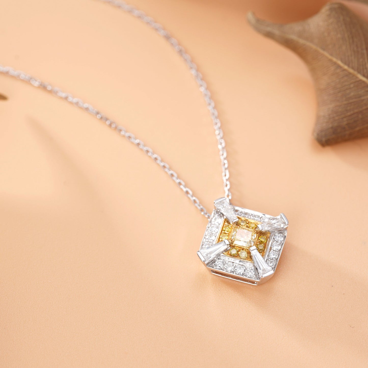 Luxurious Yellow Diamond T-Square Pendant Jewelry - Yellow Diamond Pendant