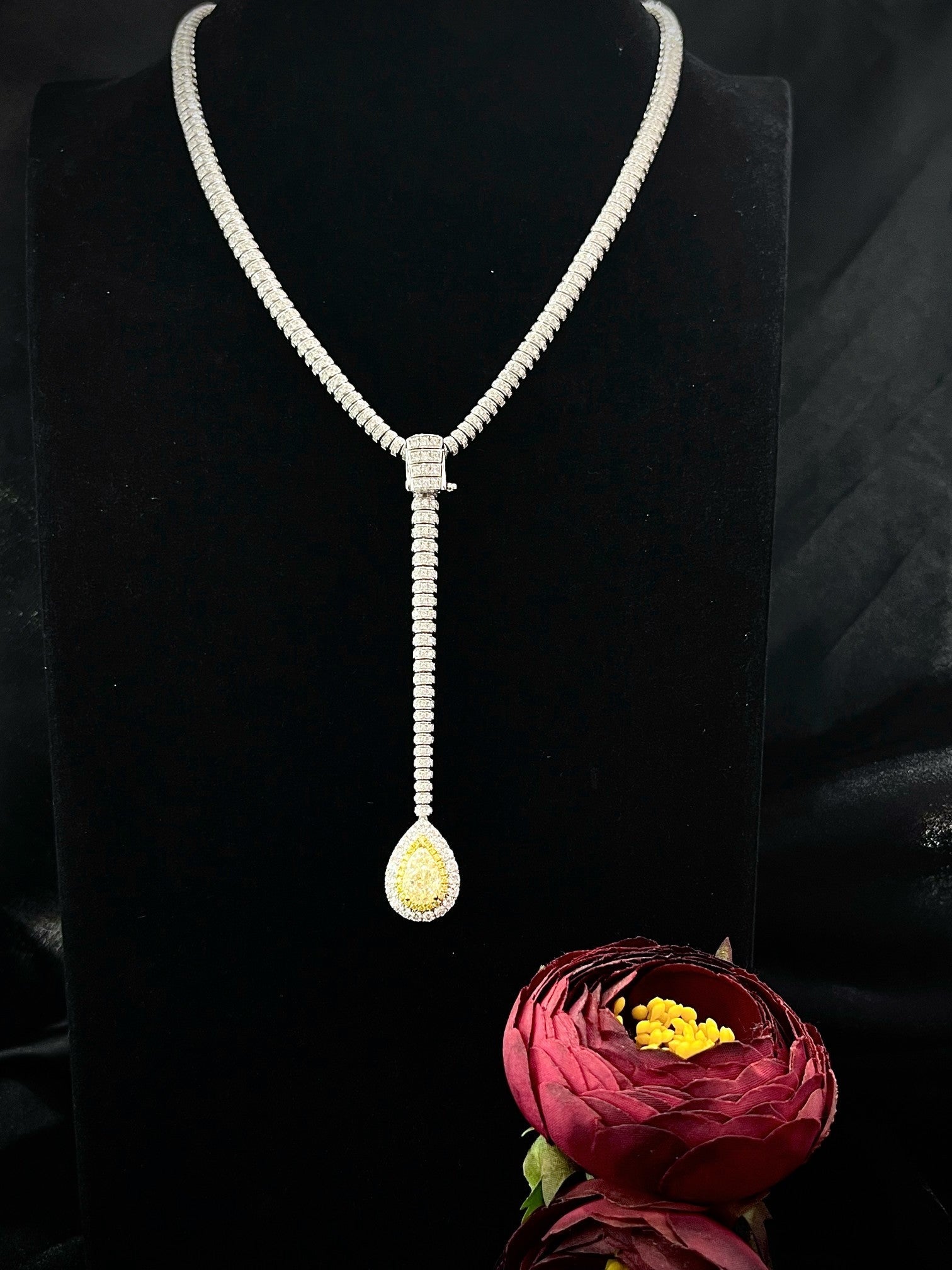 Luxurious Yellow Diamond Two-Way Pendant Necklace - Exclusive Jewelry - Yellow Diamond Chain