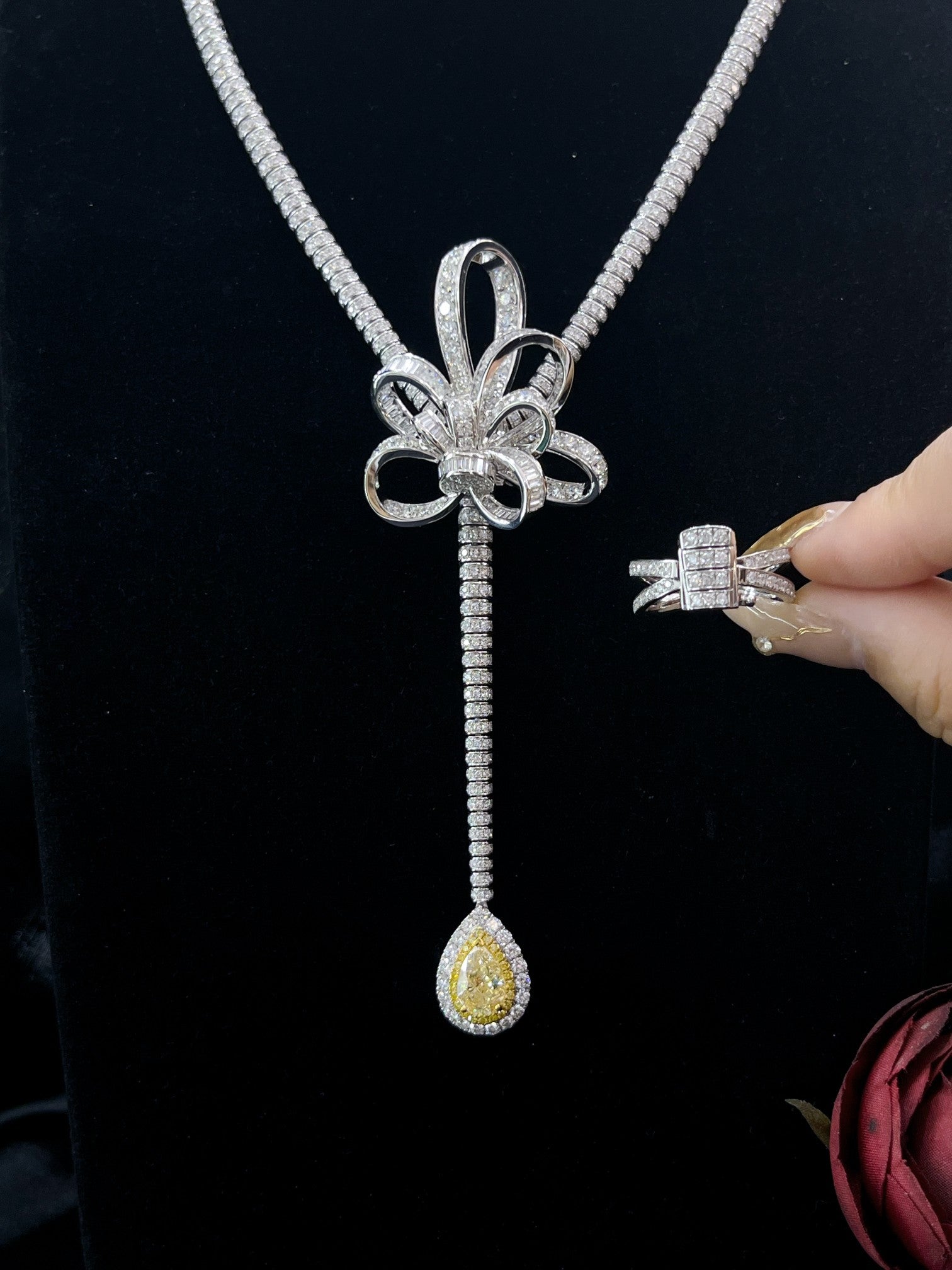 Luxurious Yellow Diamond Two-Way Pendant Necklace - Exclusive Jewelry - Yellow Diamond Chain