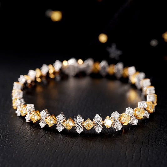 Luxurious Yellow Diamond X Bracelet - Premium Jewelry - Yellow Diamond Bracelet