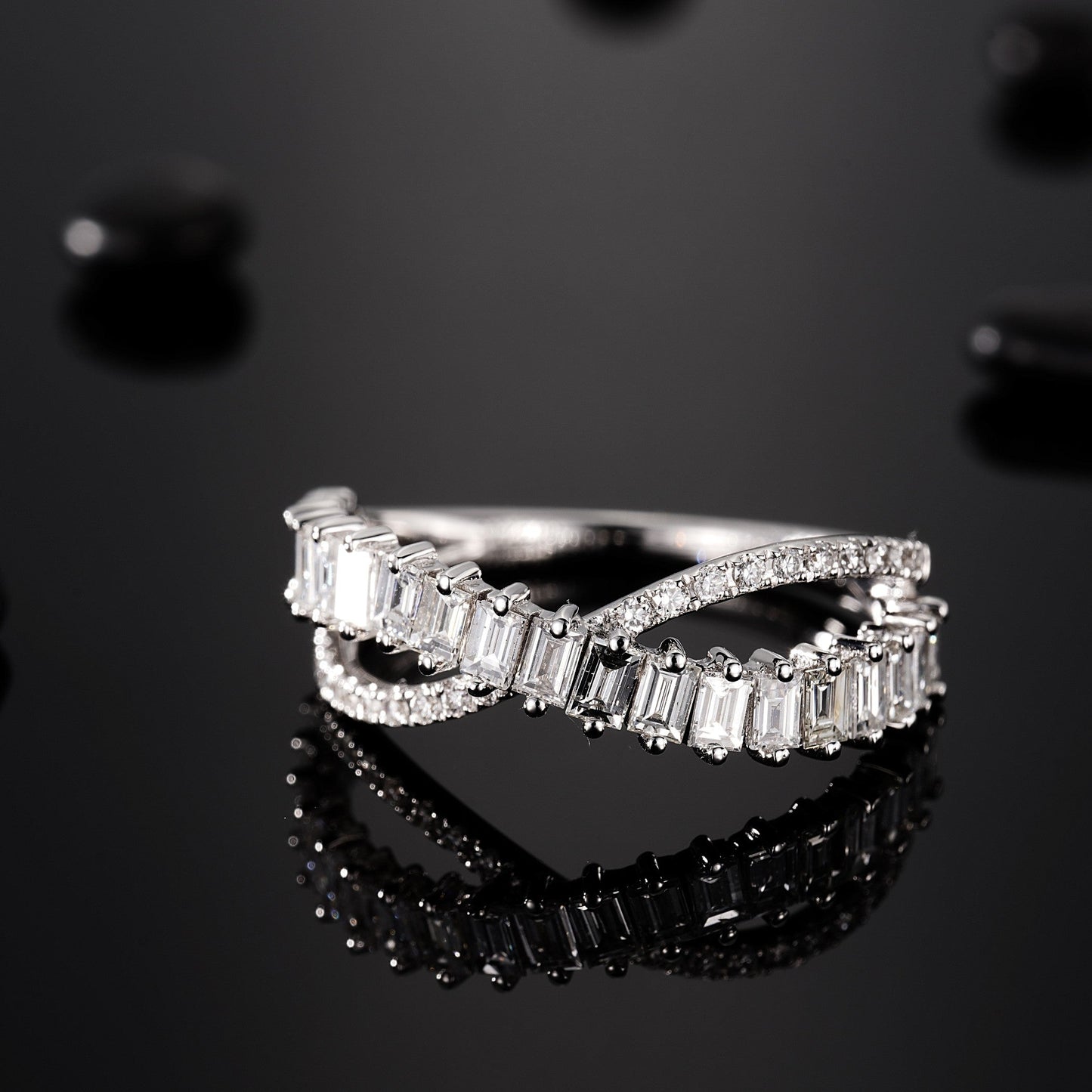 Luxury Diamond Ring with Square Shank - Premium Jewelry - White Diamond Ring