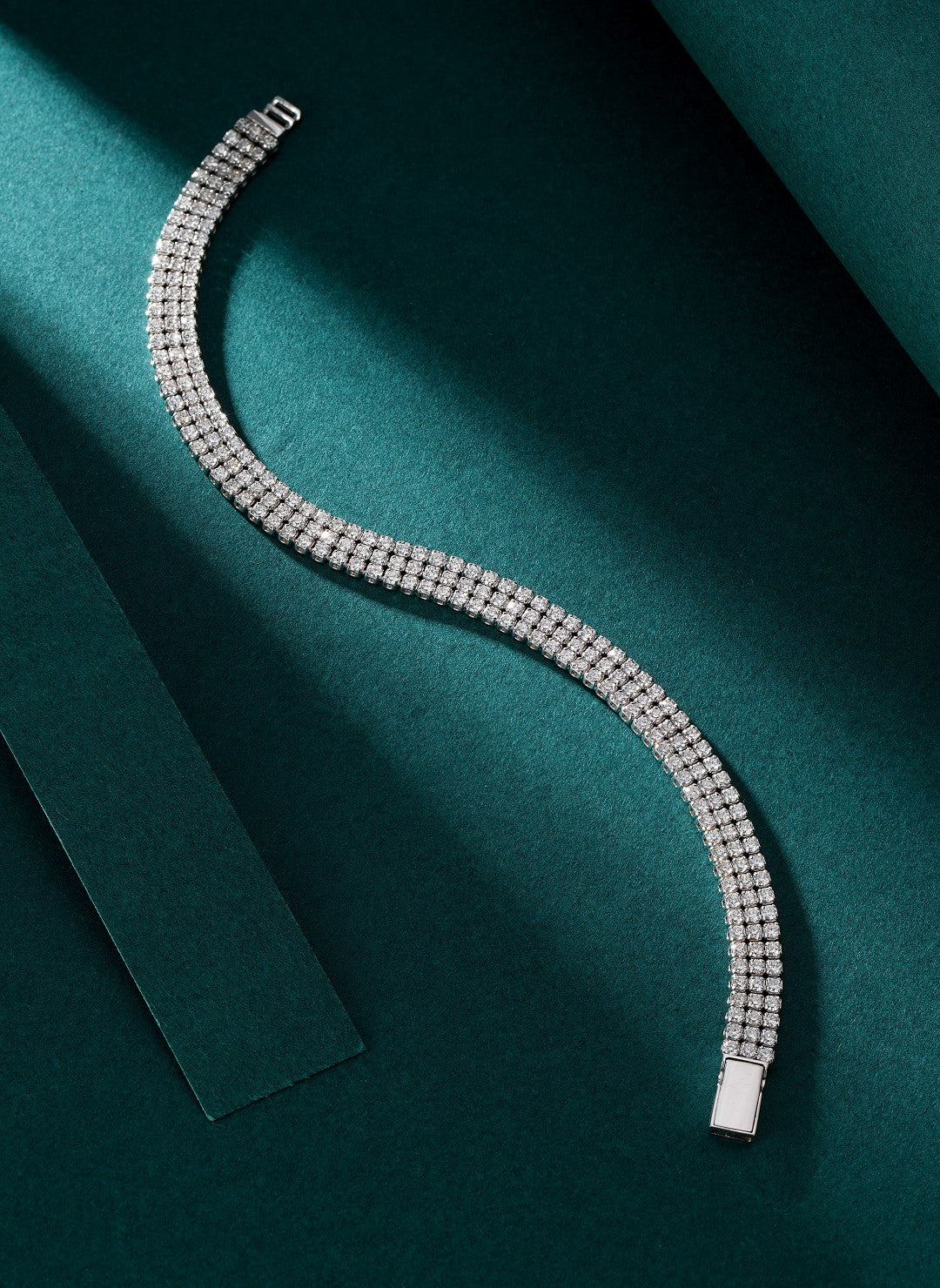 Luxury Diamond Triple Row Large Bracelet - Exclusive Jewelry Collection - White Diamond Bracelet