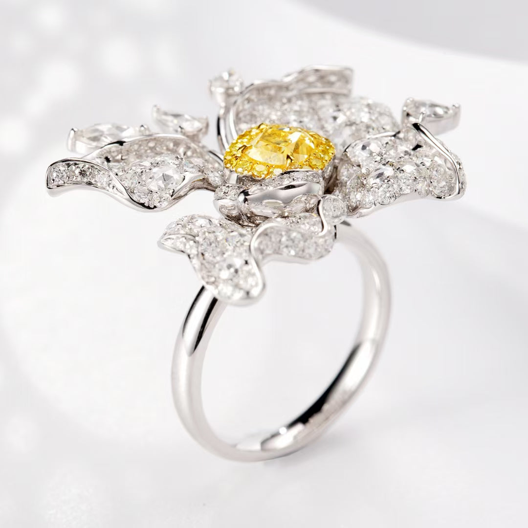 Luxury Yellow Diamond Rose Butterfly Jewelry - A Versatile 3-in-1 Piece - Yellow Diamond Pendant