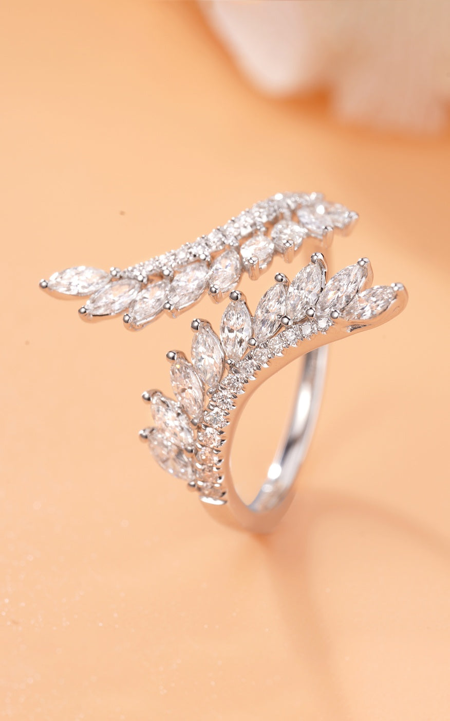 Marquise Crossover Ring - Exquisite Jewelry Piece - White Diamond Ring