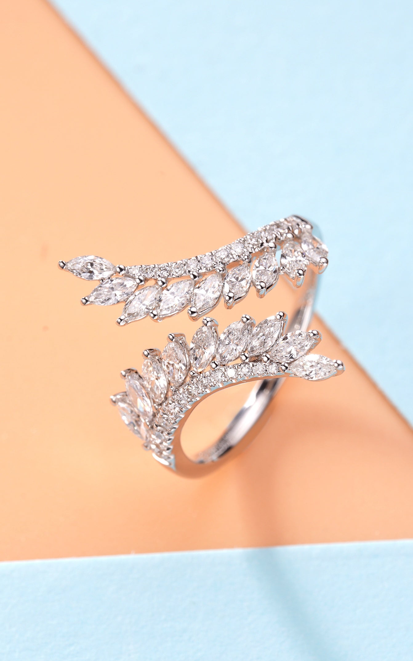 Marquise Crossover Ring - Exquisite Jewelry Piece - White Diamond Ring