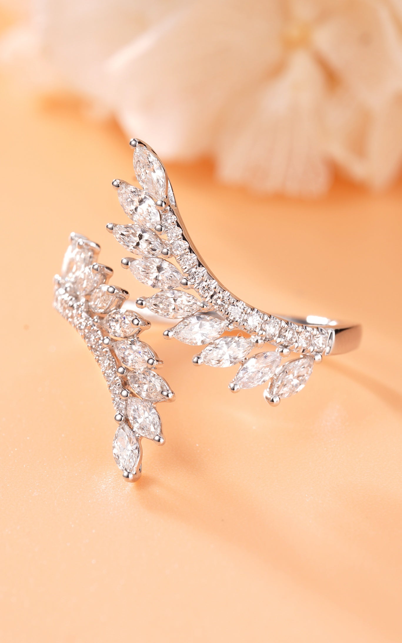 Marquise Crossover Ring - Exquisite Jewelry Piece - White Diamond Ring