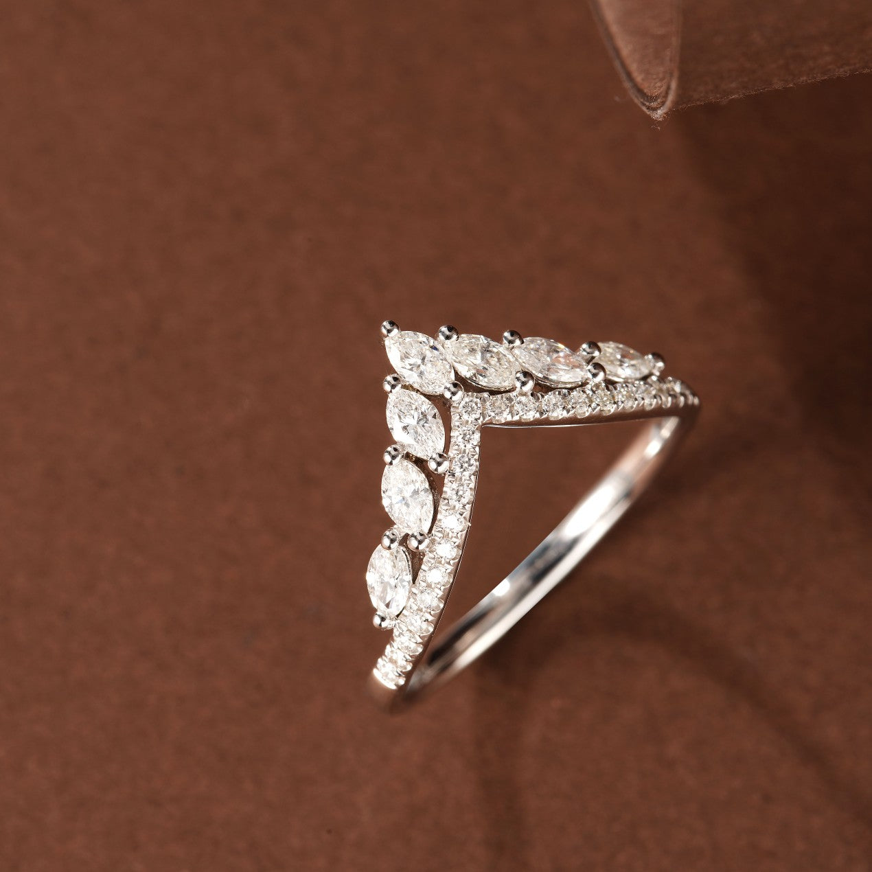 Marquise Crown Ring - Exquisite Jewelry Piece - White Diamond Ring