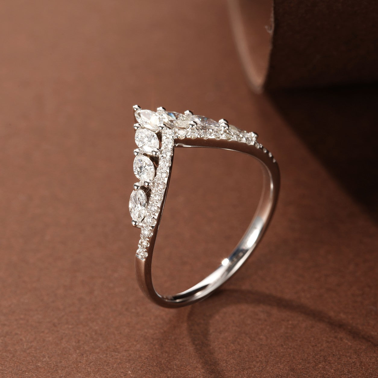 Marquise Crown Ring - Exquisite Jewelry Piece - White Diamond Ring