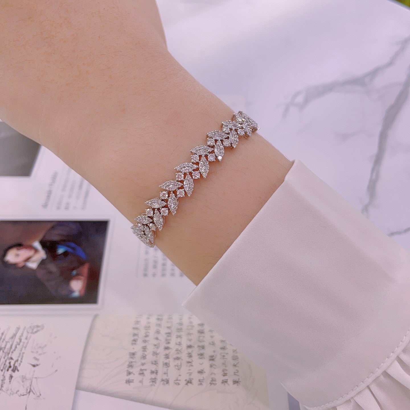 Marquise-Cut Diamond Bracelet - Premium Jewelry Collection - White Diamond Bracelet