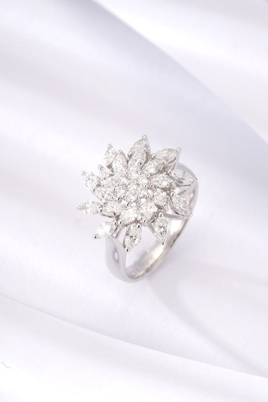 Marquise-Cut Diamond Flower Ring - Exquisite Jewelry Piece - White Diamond Ring