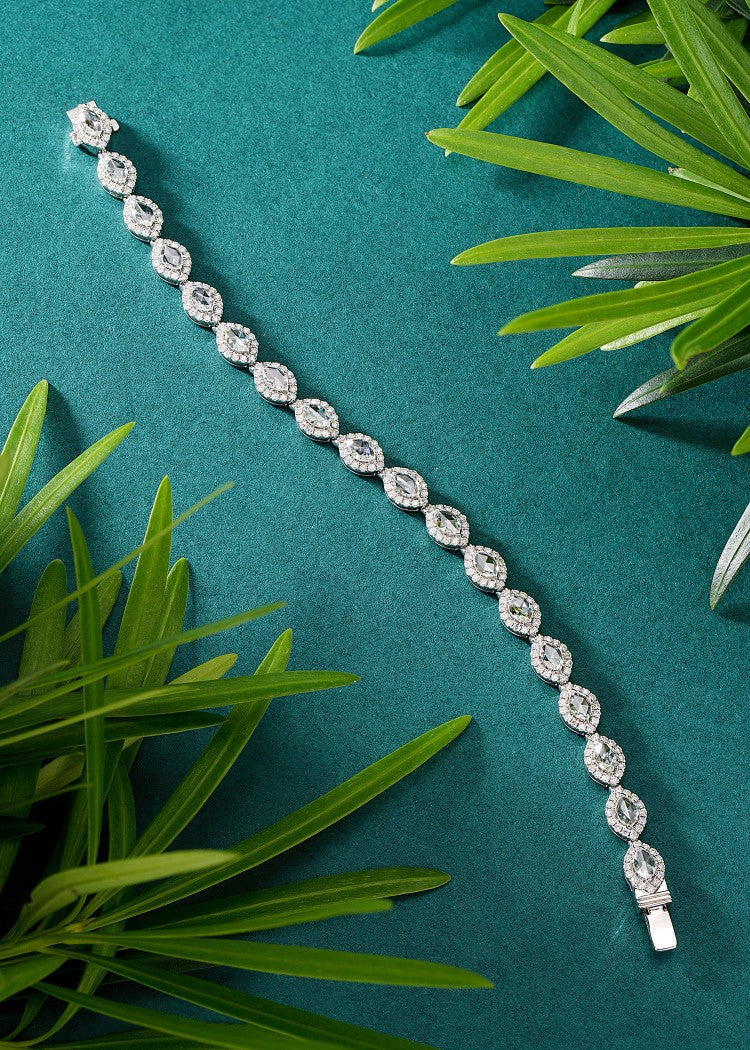 Marquise-Cut Diamond Surround Bracelet - Exquisite Jewelry Piece - White Diamond Bracelet