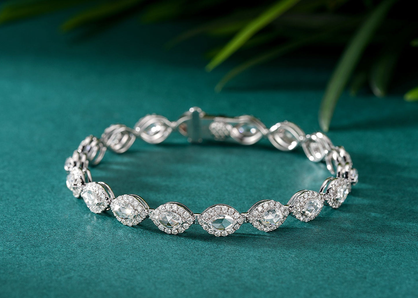 Marquise-Cut Diamond Surround Bracelet - Exquisite Jewelry Piece - White Diamond Bracelet