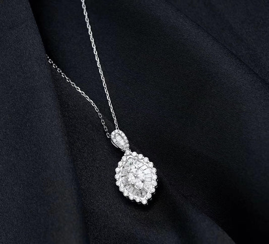 Marquise Shape Pendant Jewelry - Elegant and Sparkling Choice - White Diamond Pendant