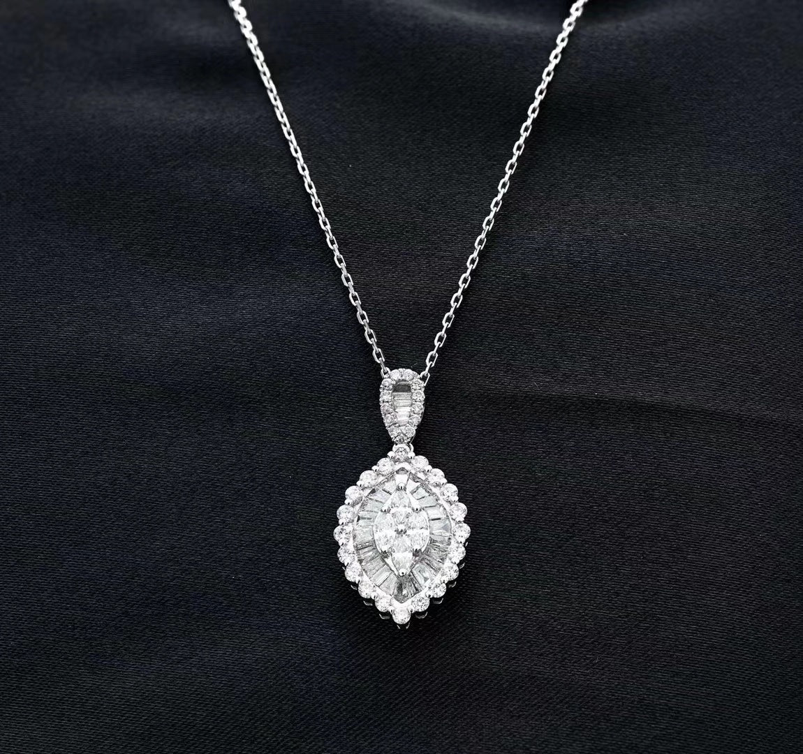 Marquise Shape Pendant Jewelry - Elegant and Sparkling Choice - White Diamond Pendant