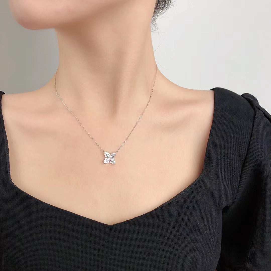 Marquise-Shaped T-Square Pendant Jewelry - White Diamond Pendant