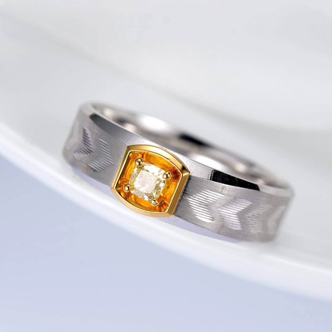 Men’s Diamond GMG Ring - Luxurious Jewelry Piece - Yellow Diamond Ring