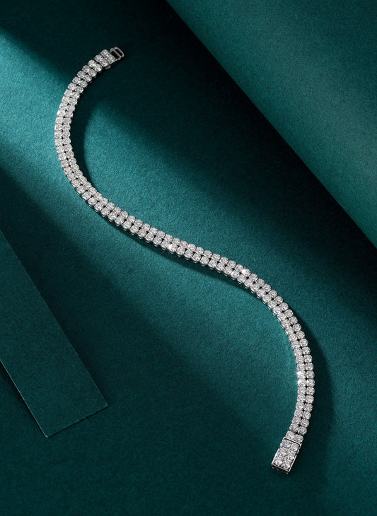 New Arrival Celebratory Double-Row Bracelets #17.5 - Exquisite Jewelry Collection - White Diamond Bracelet