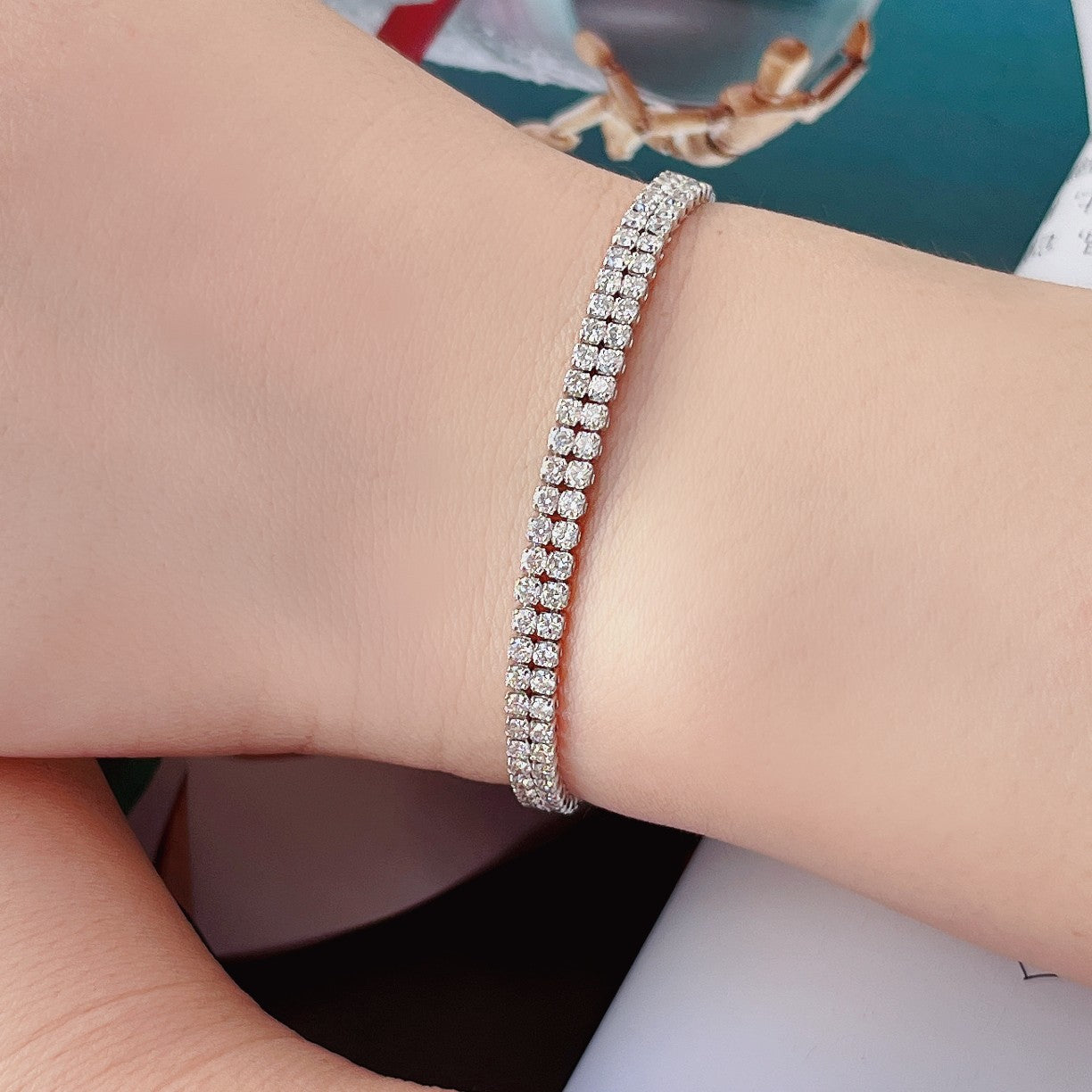 New Arrival Celebratory Double-Row Bracelets #17.5 - Exquisite Jewelry Collection - White Diamond Bracelet