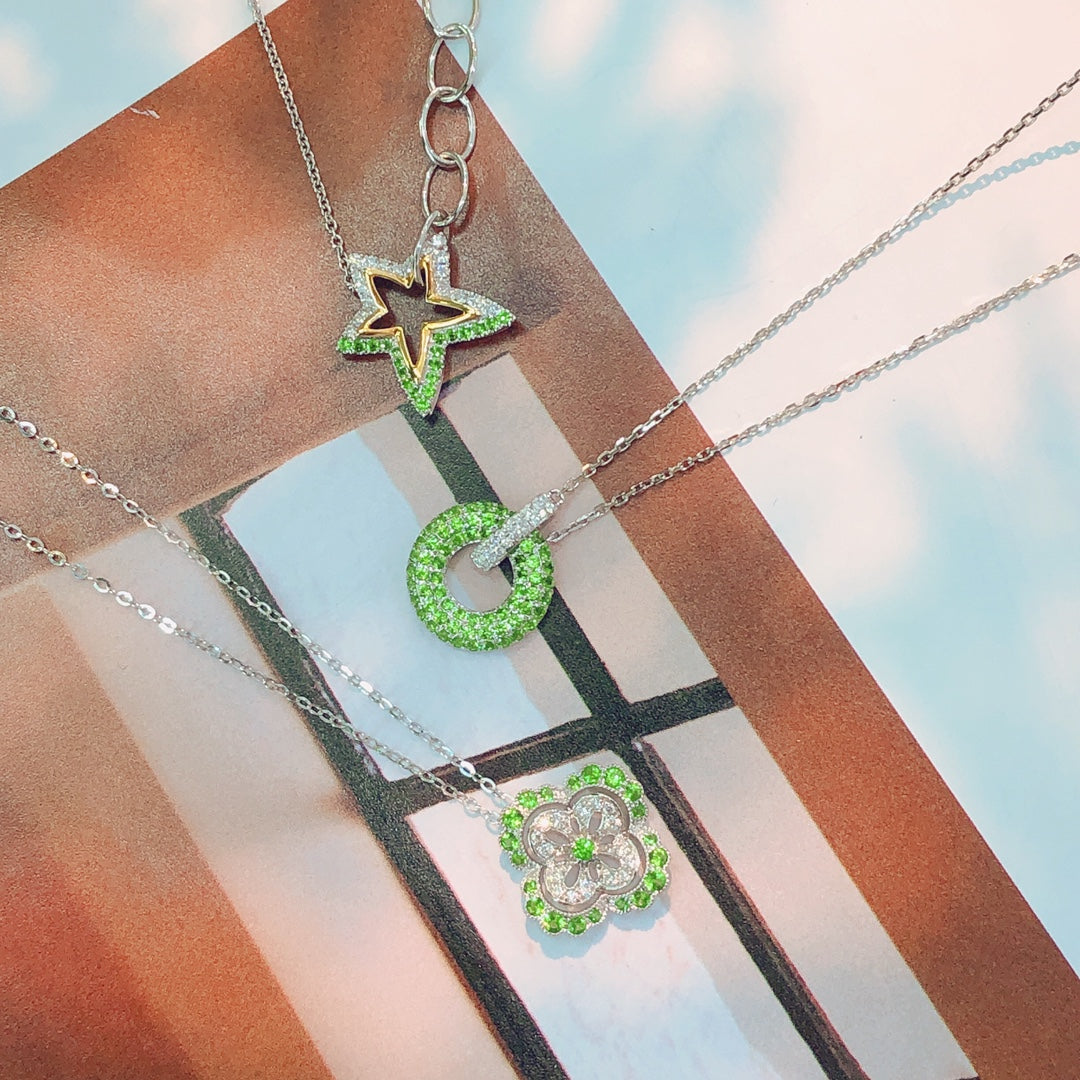 New Arrival: Tsavorite Pendant Chain - A Must-Have Jewelry Piece - White Diamond Pendant