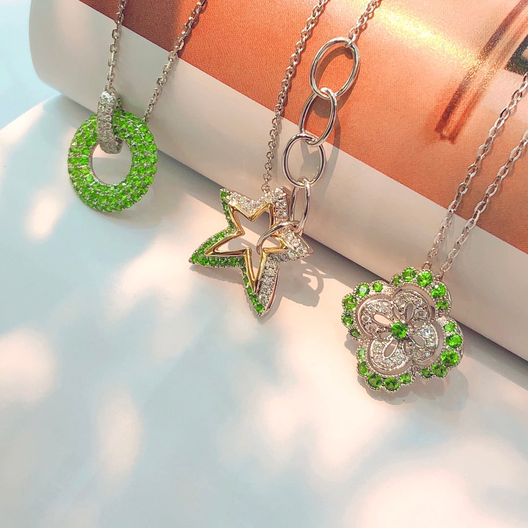 New Arrival: Tsavorite Pendant Chain - A Must-Have Jewelry Piece - White Diamond Pendant