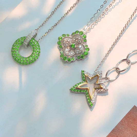 New Arrival: Tsavorite Pendant Chain - A Must-Have Jewelry Piece - White Diamond Pendant