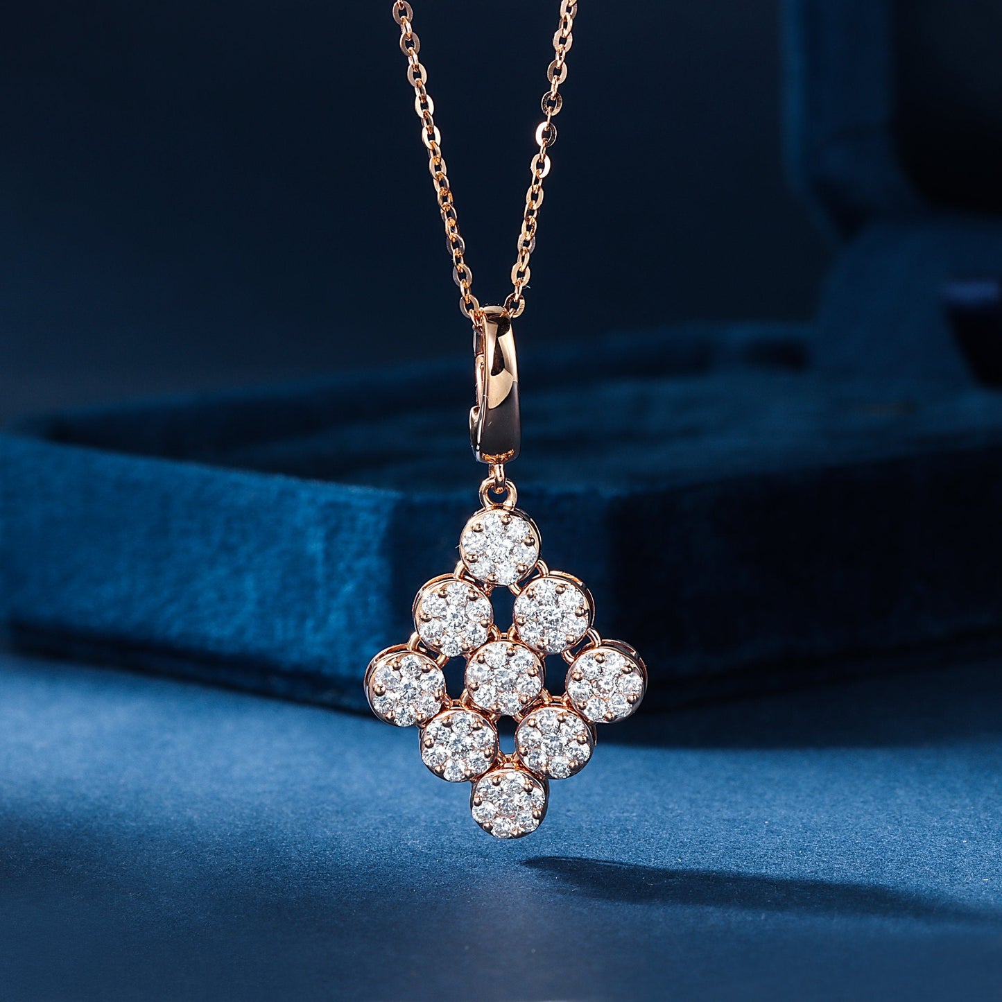 Nine-Gem Pendant: A Sparkling Jewelry Piece - White Diamond Pendant