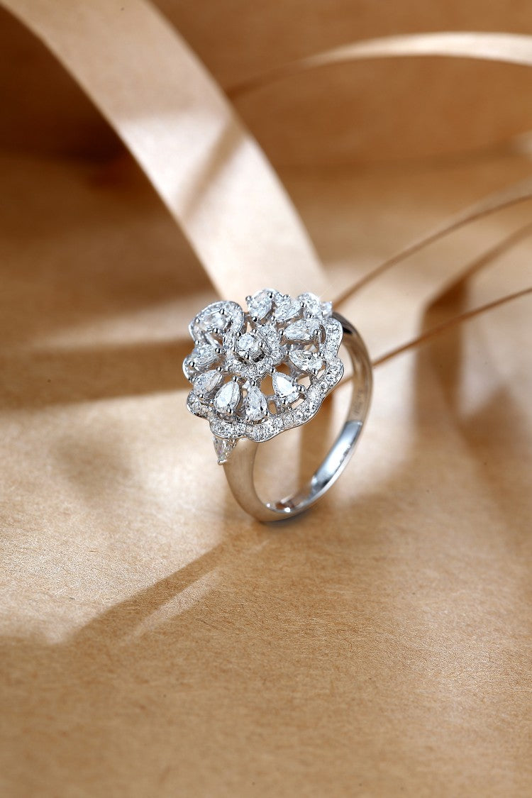 Peacock Ring - Enchanting Jewelry Piece with Sparkling Stones - White Diamond Ring