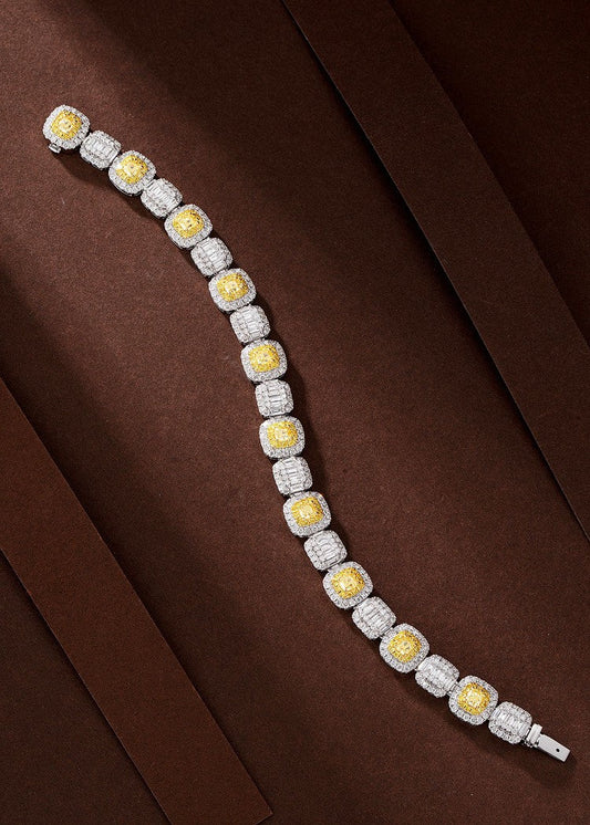 Pillow-Cut Diamond Candy Bracelet - Premium Jewelry - Yellow Diamond Bracelet