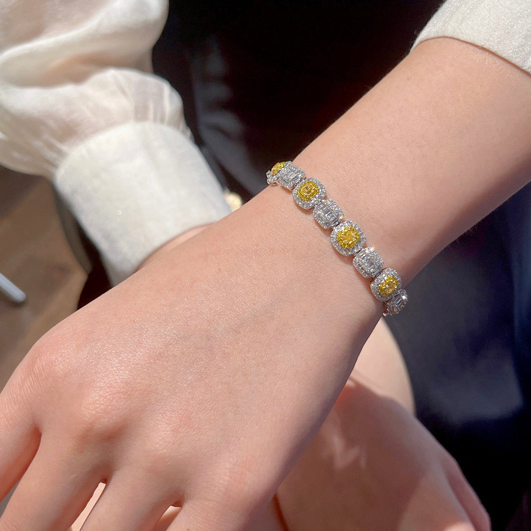 Pillow-Cut Diamond Candy Bracelet - Premium Jewelry - Yellow Diamond Bracelet