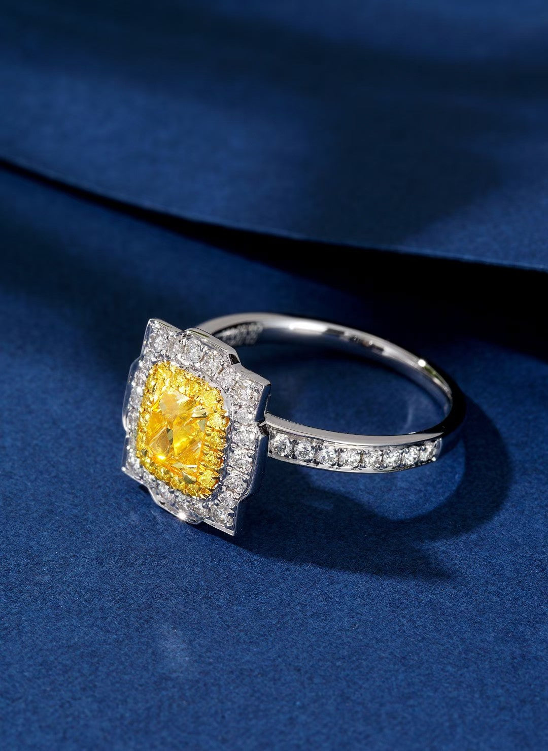 Pillow-Cut Ocean Embrace Ring - Premium Jewelry - Yellow Diamond Ring