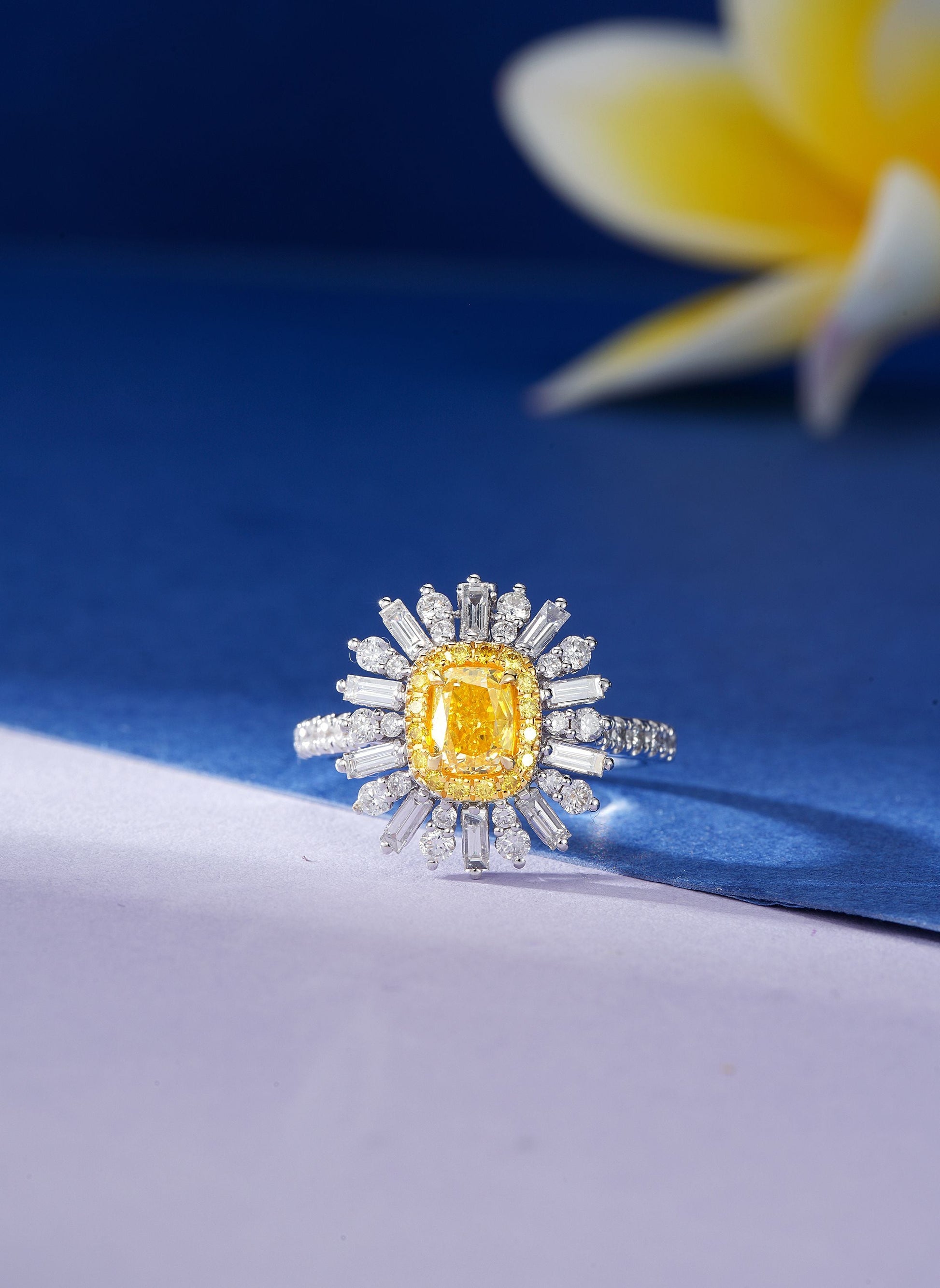 Pillow-Shaped T-Round Convertible Ring - Premium Jewelry - Yellow Diamond Ring