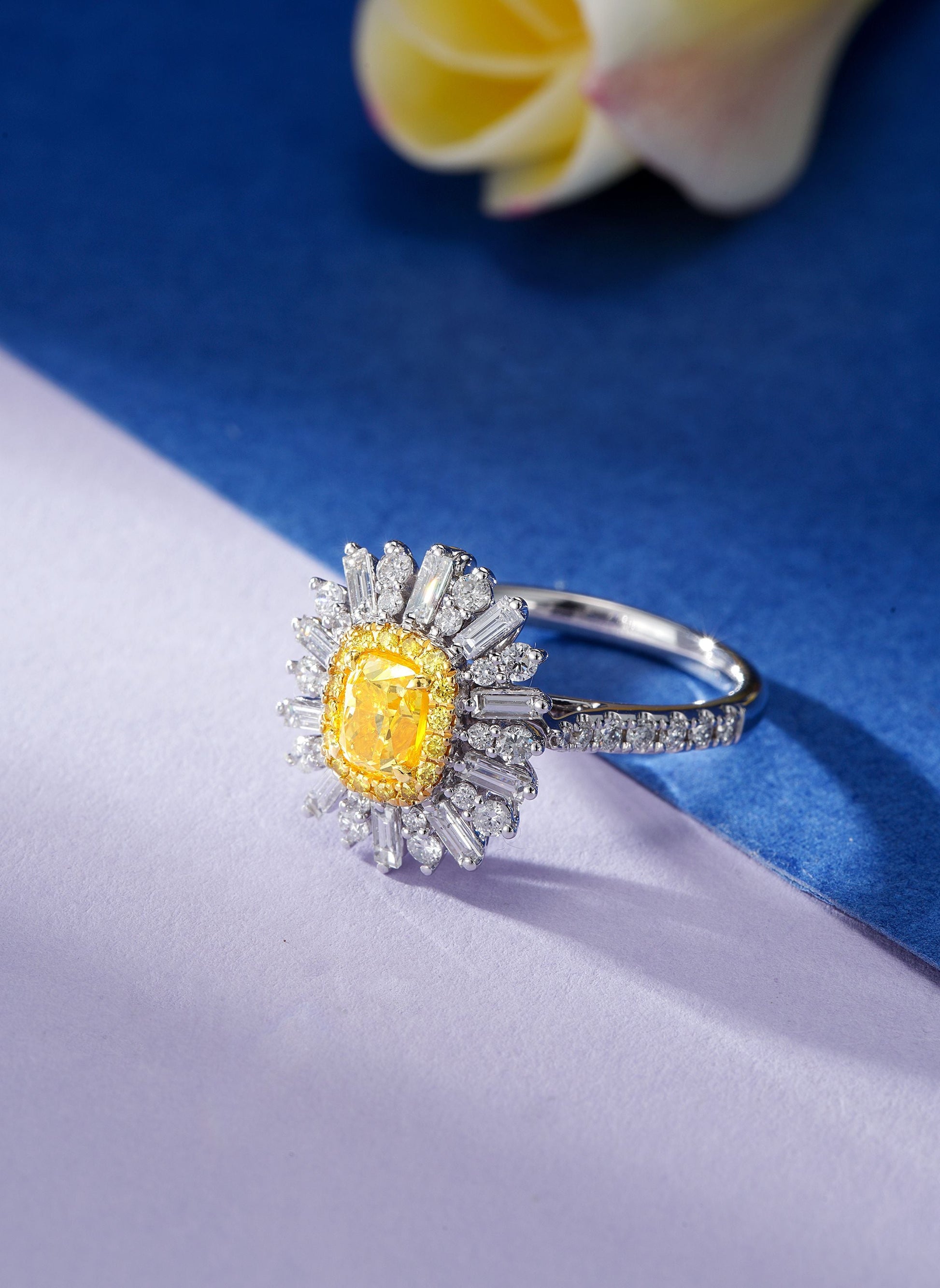 Pillow-Shaped T-Round Convertible Ring - Premium Jewelry - Yellow Diamond Ring