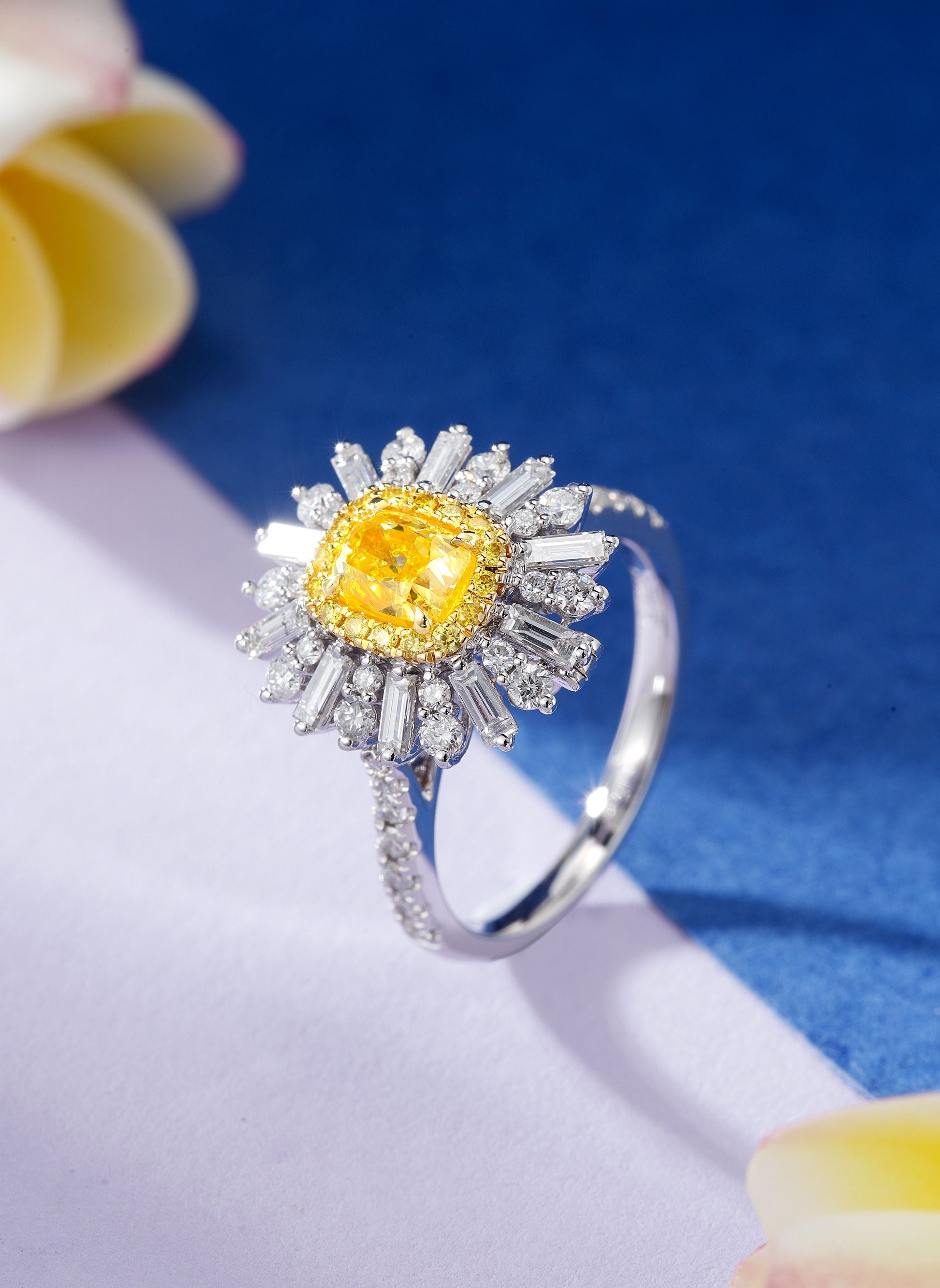 Pillow-Shaped T-Round Convertible Ring - Premium Jewelry - Yellow Diamond Ring