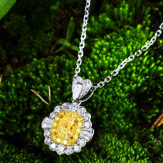 Pillow-Shaped T-Square Melon Pendant Jewelry - Yellow Diamond Pendant