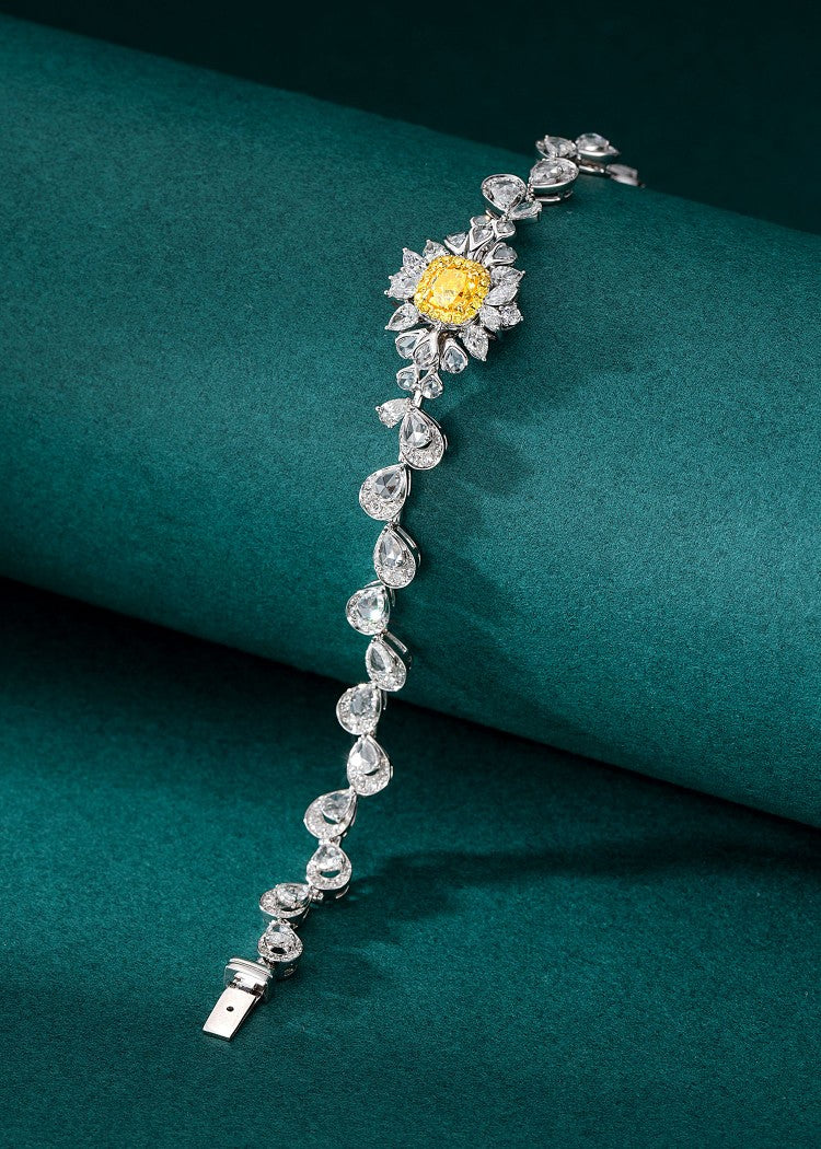 Premium Cushion-Cut & Pear-Shaped Yellow Diamond Bracelet - Exquisite Jewelry - Yellow Diamond Bracelet