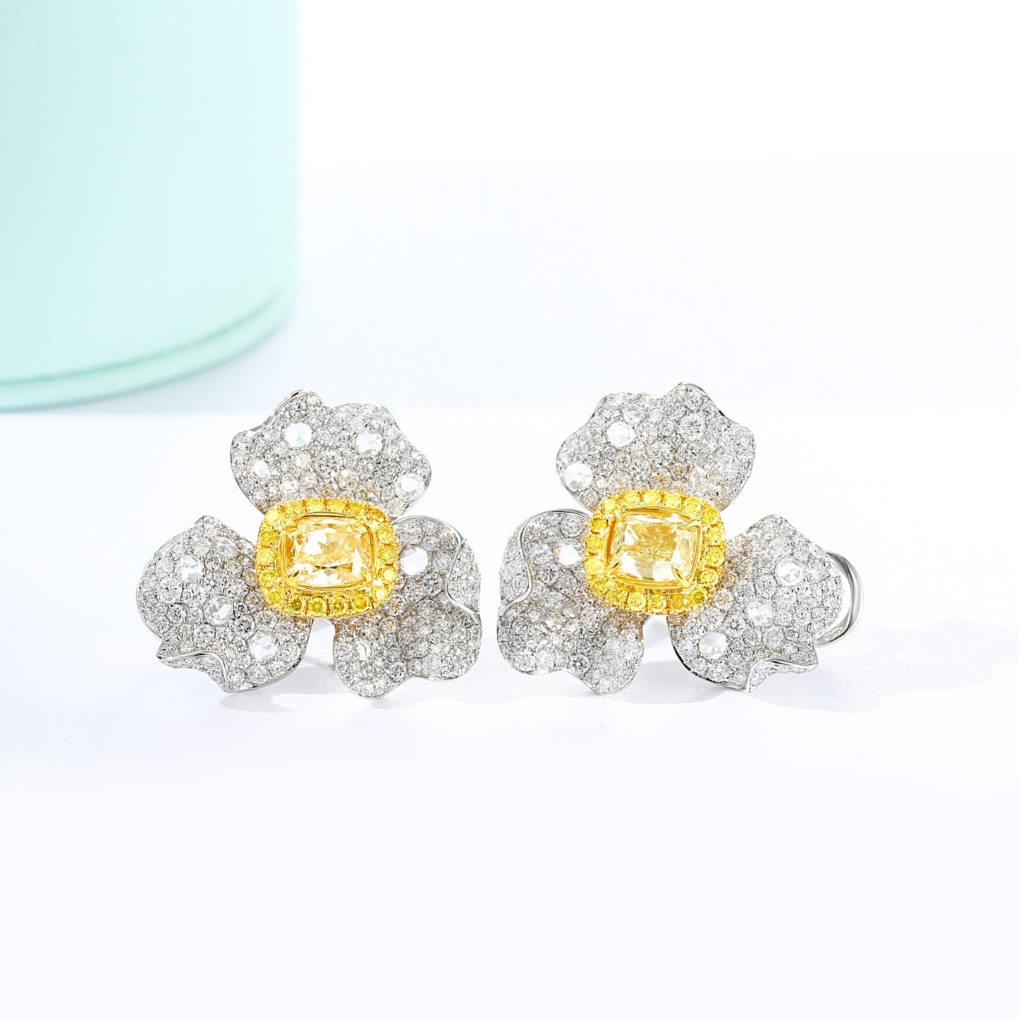 Premium Cushion-Cut Three-Leaf Diamond Earrings - Jewelry Gem Jeweler.Jewelry