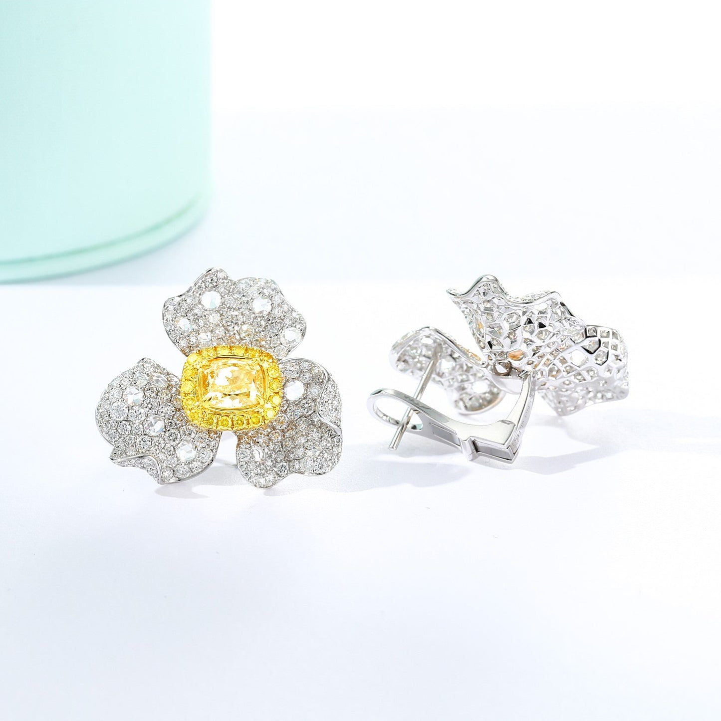 Premium Cushion-Cut Three-Leaf Diamond Earrings - Jewelry Gem Jeweler.Jewelry