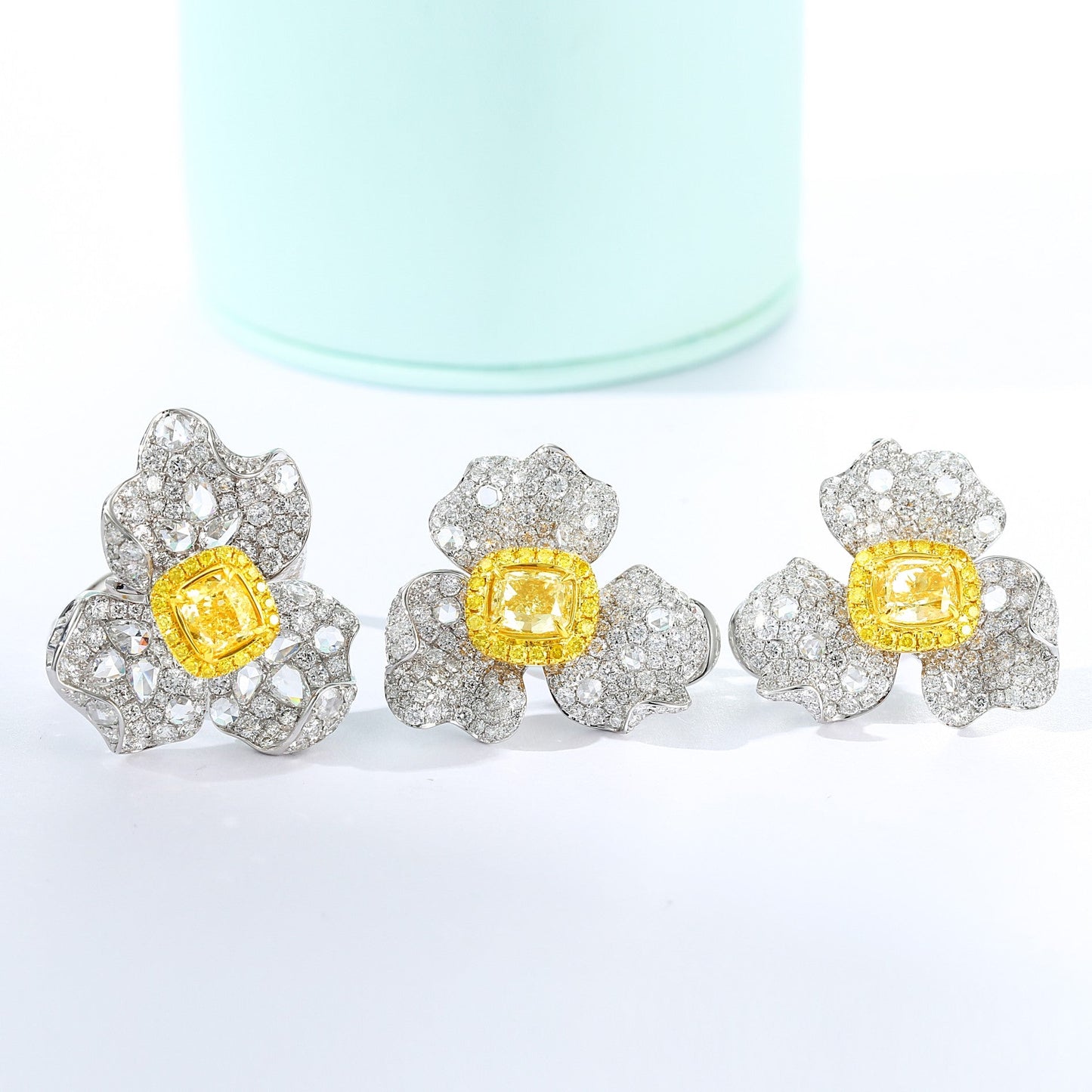 Premium Cushion-Cut Three-Leaf Diamond Earrings - Jewelry Gem Jeweler.Jewelry